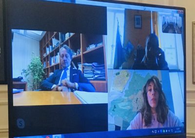 In collegamento via Skype – Assessore Alberto Sacco (Torino), Emanuele Aufiero Sindaco Pratola Serra, Assessore Ludovica Carla Ferrari (Modena)